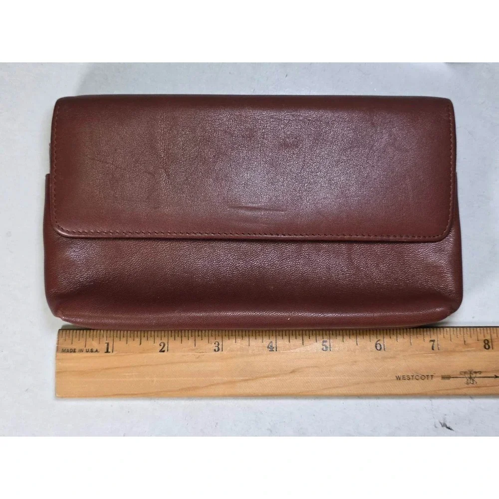 Amanda Smith Wallet Brown Leather With Zip Pocket Small Evening Clutch‎